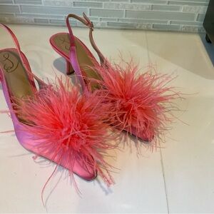 Sam Edelman Bianca Rose Quartz Feathered Heels *NEW*